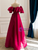 Fuchsia Satin Off the Shoulder Prom Dress