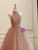 Pink Tulle Pleats Backless Prom Dress