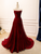 Burgundy Strapless Pleats Prom Dress