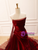 Burgundy Strapless Pleats Prom Dress