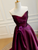 Purple Red Satin Pleats Prom Dress