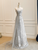 Silver Sequins Strapless Pleats Prom Dress