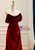 Burgundy Satin Strapless Pleats Beading Prom Dress