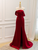 Burgundy Split See Through Neck Prom Dress