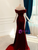 Burgundy Mermaid Velvet Pleats Prom Dress