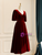 Burgundy Velvet Short Sleeve Short Prom Dress