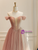 Pink Tulle Off the Shoulder Pleats Button Prom Dress