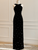 Black Velvet Halter Backless Prom Dress