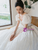 Ivory White Pleats Puff Sleeve Wedding Dress