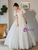 Ivory White Pleats Puff Sleeve Wedding Dress