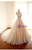 Champagne Tulle Lace Strapless Wedding Dress