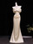 Champagne Mermaid Satin Off the Shoulder Prom Dress