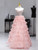 Pink Tulle Sequins Strapless 3D Flower Prom Dress