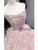 Pink Tulle Sequins Strapless 3D Flower Prom Dress