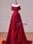 Burgundy Satin Off the Shoulder Prom Dress
