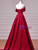 Burgundy Satin Off the Shoulder Prom Dress