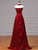 Burgundy Satin Strapless Pleats Prom Dress
