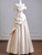 Champagne Satin Off the Shoulder Prom Dress