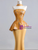 Gold Mermaid Satin Strapless Print Prom Dress