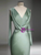 Green Mermaid Satin V-neck Prom Dress