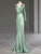 Green Mermaid Satin V-neck Prom Dress