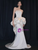 Ivory Mermaid Satin Strapless Prom Dress