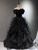 Black Tulle Sequins Off the Shoulder Prom Dress