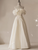 Ivory Satin Off the Shoulder Pleats Wedding Dress