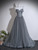 Gray Tulle Straps Beading Prom Dress