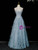 Blue Tulle Sequins Strapless Beading Prom Dress