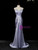 Purple Mermaid Satin Strapless Pleats Prom Dress