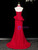 Red Mermaid Strapless Appliques Beading Prom Dress