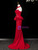 Red Mermaid Strapless Appliques Beading Prom Dress