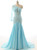 One Shoulder Sheer Back Floor Length with Train Mermaid Party Dresses