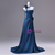 Blue Satin Pleats Flower One Shoulder Prom Dress