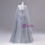 Gray Blue Tulle Sequins Strapless Prom Dress