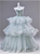 Green Tulle Strapless Tiers Flower Prom Dress