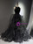 Black Sequins Halter Beading Prom Dress