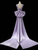 Purple Mermaid Straps Bow Prom Dress
