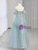 Blue Tulle Sequins Long Sleeve Prom Dress
