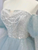 Blue Tulle Sequins Long Sleeve Prom Dress
