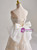 White Lace Strapless Pearls Wedding Dress