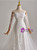 White Lace Long Sleeve Pleats Wedding Dress
