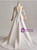 White Satin Long Sleeve Sequins Beading Wedding Dress