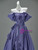 Purple Off the Shoulder Flower Prom Dress