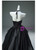 Black Tulle Strapless Flower Prom Dress