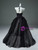 Black Tulle Strapless Flower Prom Dress