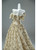 Champagne Print Off the Shoulder Prom Dress