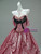 Pink Halter Beading Flower Prom Dress
