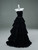 Black Velvet Strapless Beading Prom Dress